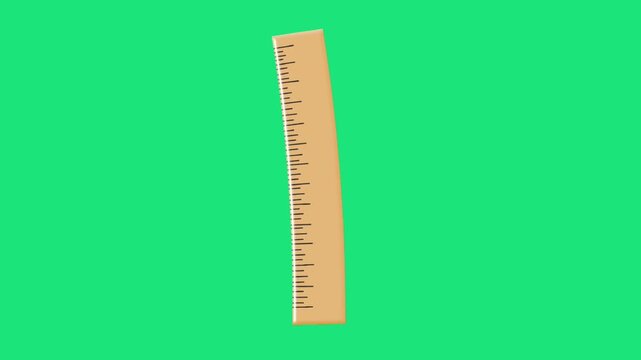 2D Animated Wooden Ruler with Measurement Marks for School Drawing Theme Loop
