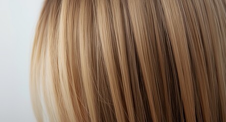 Fototapeta premium Close up of hairstylist cutting blonde hair with empty area for text