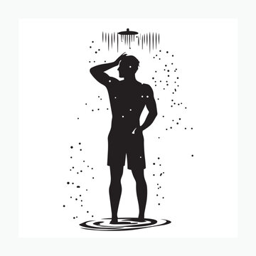 silhouette of a man taking a bath