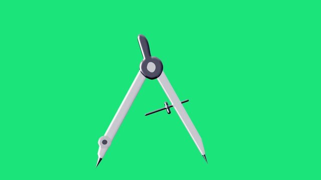 2D Animated Drawing Compass Tool with Metal Arms for Geometry Education Theme Loop