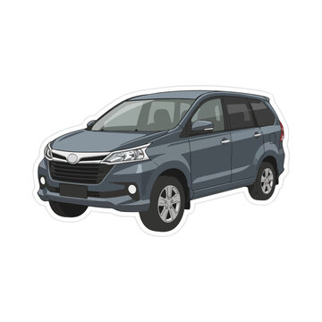 Modern Grey Family MPV Minivan Car Vector Illustration