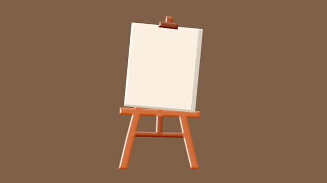 2D Animated Canvas Easel with Wooden Stand for Painting Studio Theme Loop