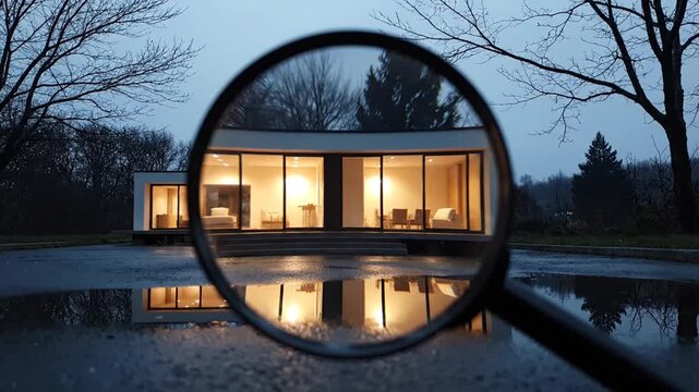 House seen through magnifying glass.