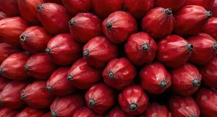Close detail of red palm fruit presenting its significance in palm oil commodity and energy applications