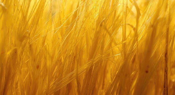Detailed close range shot of yellow corn silk fibers highlighted by natural light
