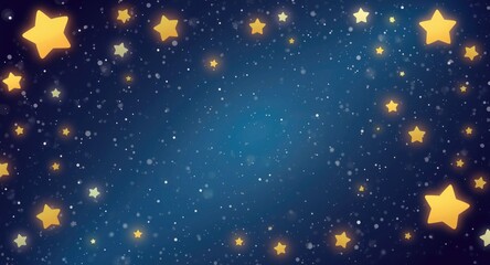 Fototapeta premium Cheerful cartoon cosmos background rendered in 3D with glowing stars and copy space