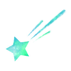 緑の流れ星の水彩イラスト