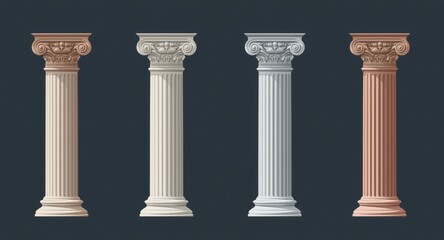 Naklejka premium Creative illustration of four classical column varieties in architectural design made with AI technology