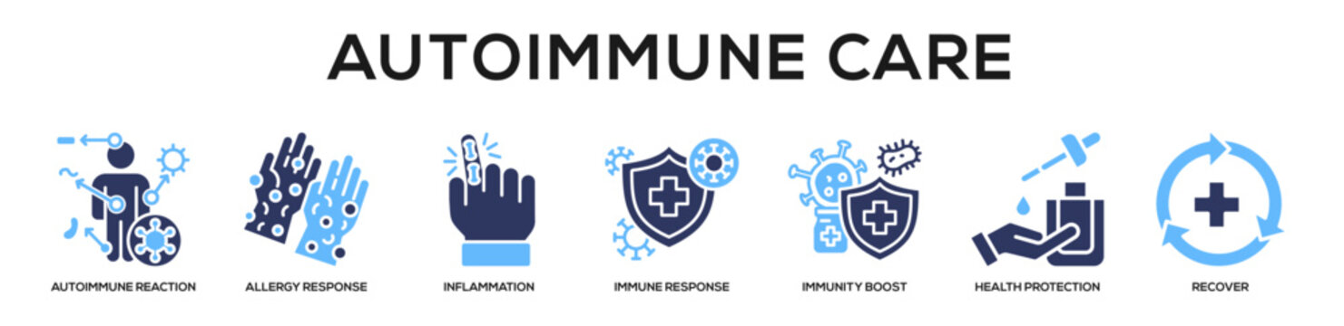 Glyphcolor - Autoimmune Care web banner icon vector illustration concept
