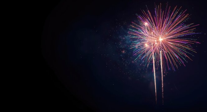 animated fireworks show shining over a dark evening canvas