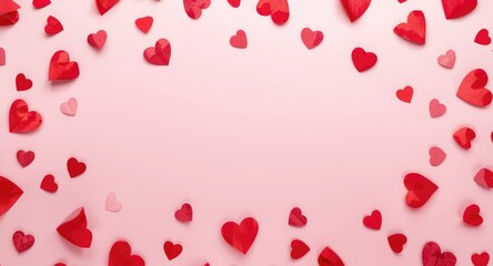 Obraz premium A merry copy space visual featuring a romantic heart-filled background for February 14