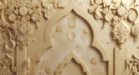 Obraz premium Complex 3D Islamic artistic background made for Ramadan and other Islamic event decorations