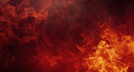 Fototapeta premium Background with fiery motifs and thick vapor for a spooky atmosphere