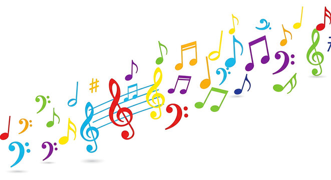 Decorative Rainbow Musical Symbols Art