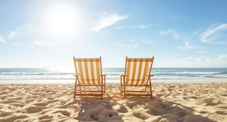 Conceptual image of vacant beach seating against ocean illustrating future financial success and retirement plans