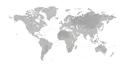 Fototapeta premium World map illustration showing continents and oceans from a global viewpoint
