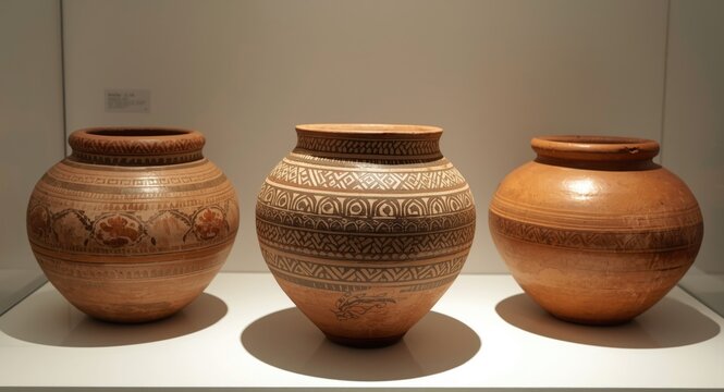 Ancient ceramic Huacos pottery from Chancay culture preserved in private collection