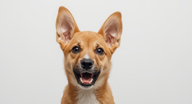 Bright puppy with standing ears and a daring playful attitude