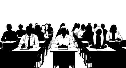 Students Taking Examination in Classroom. © Ovi