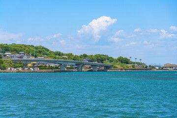熊本県天草 国道389号 二江大橋と海岸の景観