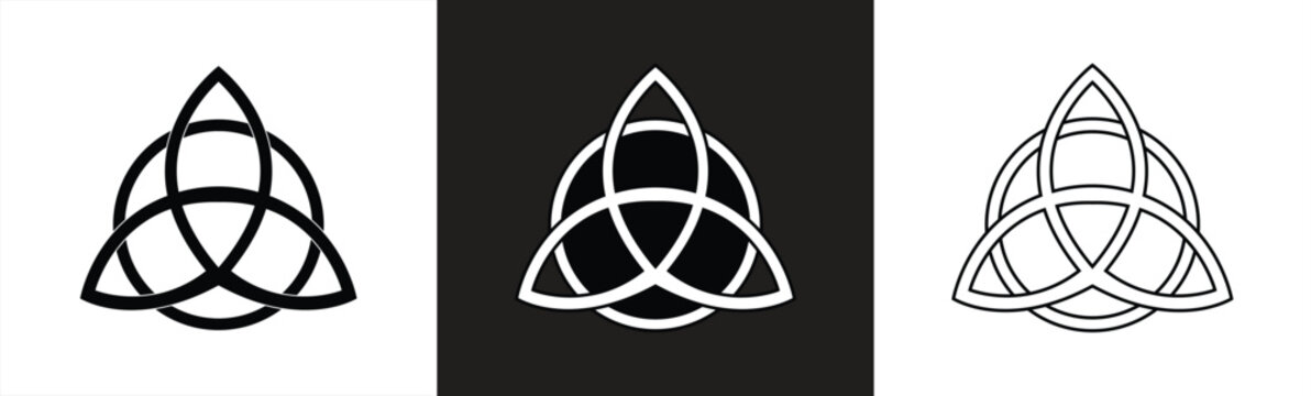 Celtic trinity knot vector icons set on white background. Black celtic trinity symbol. Vector 10 EPS.