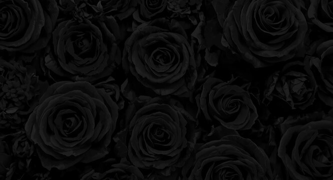 Elegant black background with dark roses creating a somber web banner