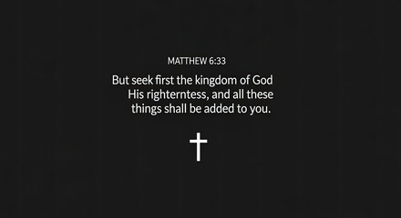 Obraz premium A black background with a white Christian Bible verse and cross