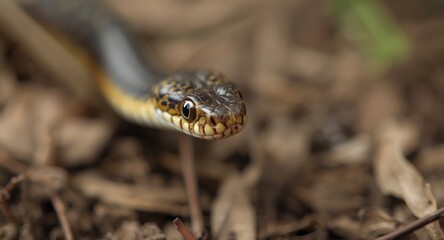Close up view of a spectacled snake in natural habitat