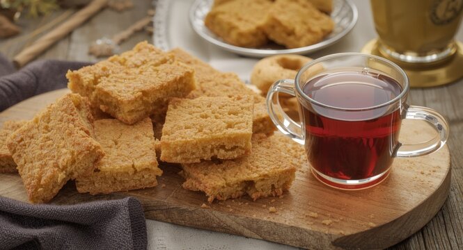 Crispy cake rusk enjoyed with rich masala tea infusion