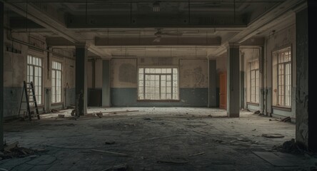 Fototapeta premium Abandoned interior space expressing quiet hopelessness