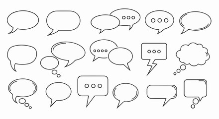 Fototapeta premium Diverse collection of outline speech bubbles and thought bubbles