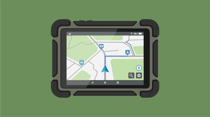 Fototapeta premium Rugged Tablet GPS Navigation Device with Map Display.