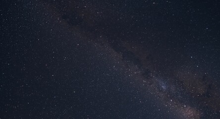 Obraz premium Astrophotography of starry universe with Milky Way and nebula in a grainy dark blue sky