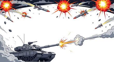 Tank Firing at Fighter Jets. © Putra