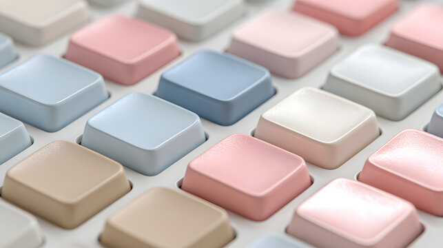 Colorful keycaps in a keyboard layout
