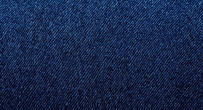 Close up view background of dark blue denim textile featuring detailed weaving and fabric texture