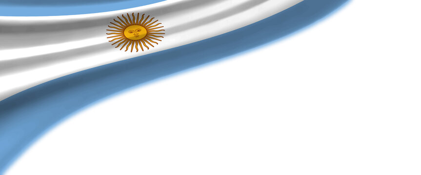 White background with the flag of Argentina in the upper left corner