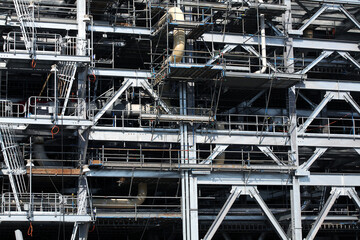 Industrial Structure with Metal Framework and Scaffolding Elements