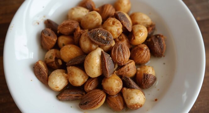 Asian cuisine dish featuring whole kukui nuts as a key ingredient