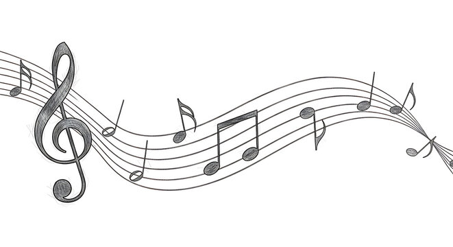 Artistic musical staff illustration with notes