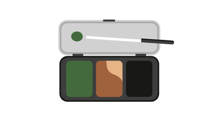 Camouflage makeup palette with brush, green, brown, black