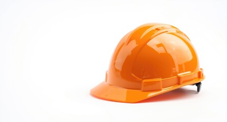 Fototapeta premium Bright white backdrop emphasizing a plastic safety helmet designed for industrial hazards