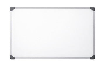 Blank Whiteboard with Silver Frame Isolated on White Background