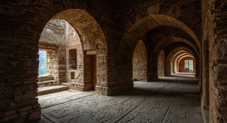 Obraz premium Discovering Legendary Monastery Structures and Enigmatic Hallways