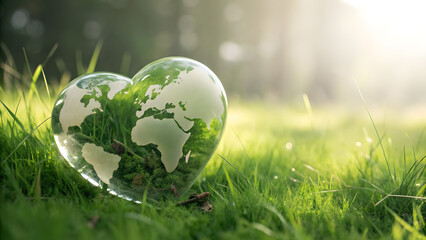 Heart Shaped Earth On Grass Sustainability