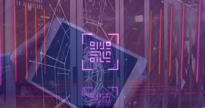 Animation of data processing and digital icons over car