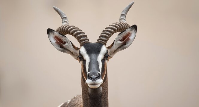Zoomed view of a blackbuck displaying bold horns and smooth fur details