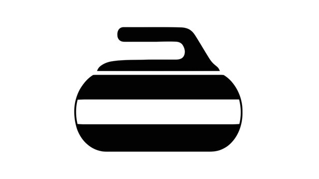 Vector illustration&nbsp;of a black and white icon of a curling stone on a on a transparent background