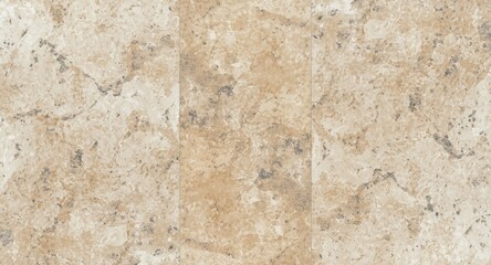 Classic travertine surface exhibiting fractures and gray spots with ample copy space area