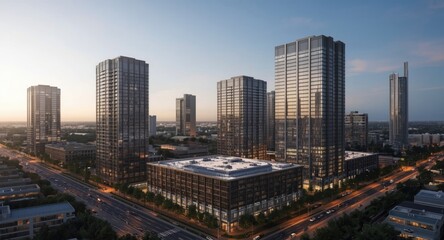 Obraz premium Contemporary commercial high rises business hub